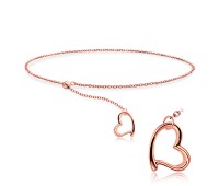 Rose Gold Plated Lovely Heart Silver Bracelet BRS-447-RO-GP